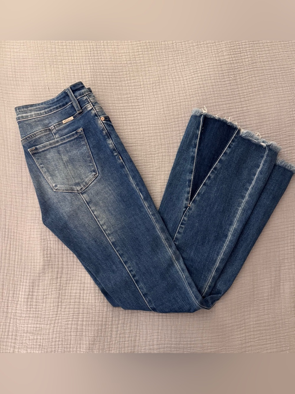 KanCan Medium Wash Flare Jeans with Raw Hem size 28 x 32